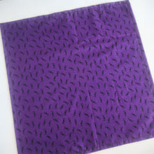 Load image into Gallery viewer, Purple fabric with black cat pattern on a white background
