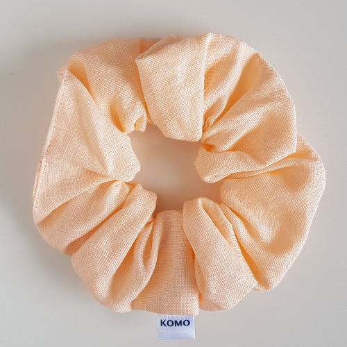 Hair Scrunchie | Pastel Peach. Gorgeous pastel peach linen scrunchie. Soft linen makes this the perfect messy bun scrunchie.