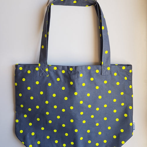 Fluro Yellow and Grey Polka Dot