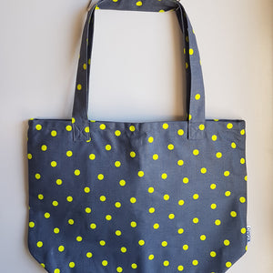 Fluro Yellow and Grey Polka Dot