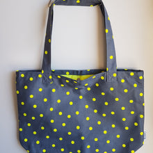 Load image into Gallery viewer, Fluro Yellow and Grey Polka Dot