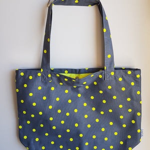 Fluro Yellow and Grey Polka Dot