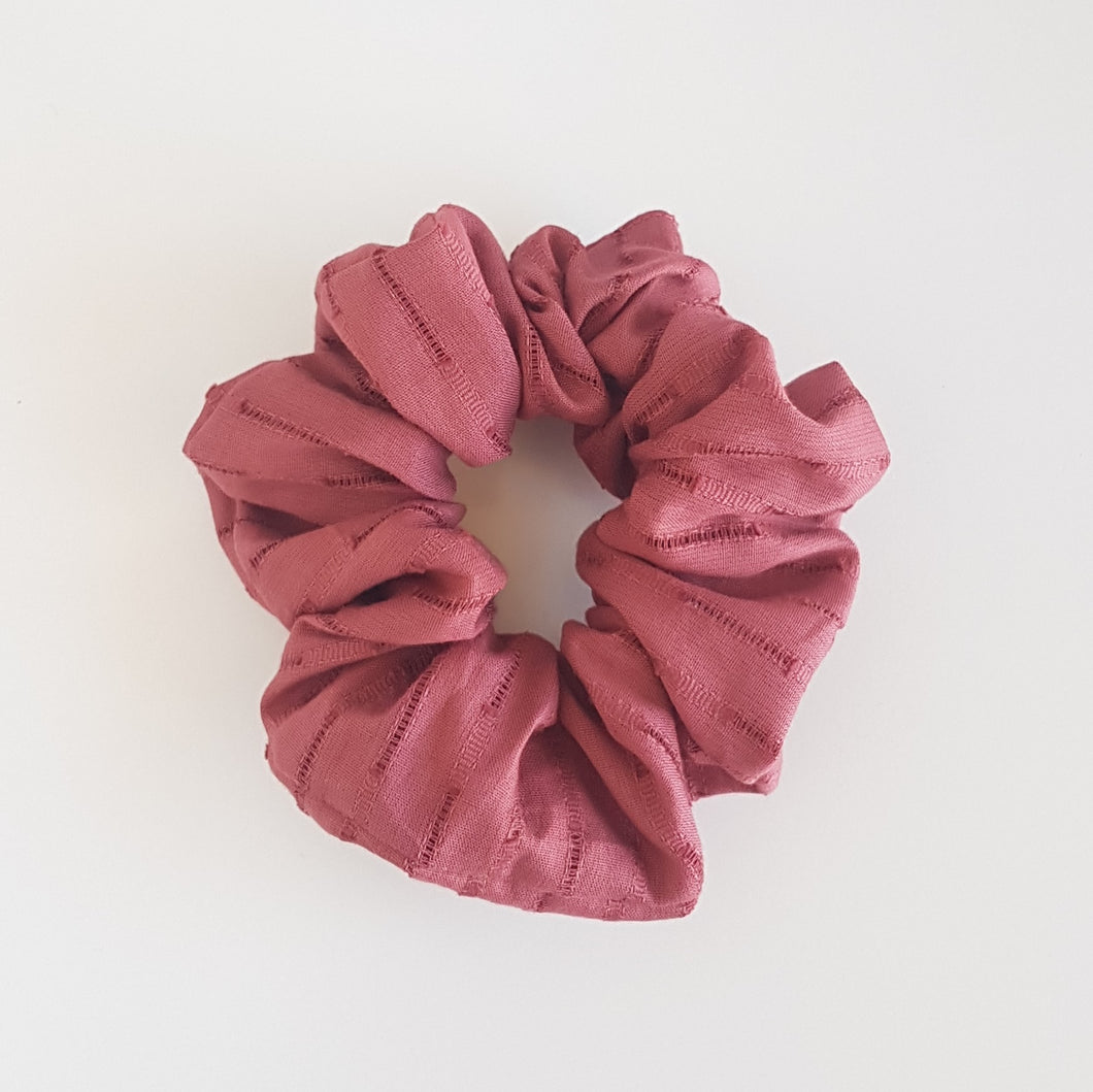 Loving this blush pink cotton scrunchie - with embroidered stripes. Super soft cotton scrunchie.